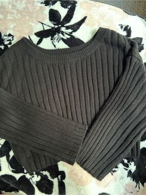 Lulus Small Black Chunky Cropped Knit Sweater
